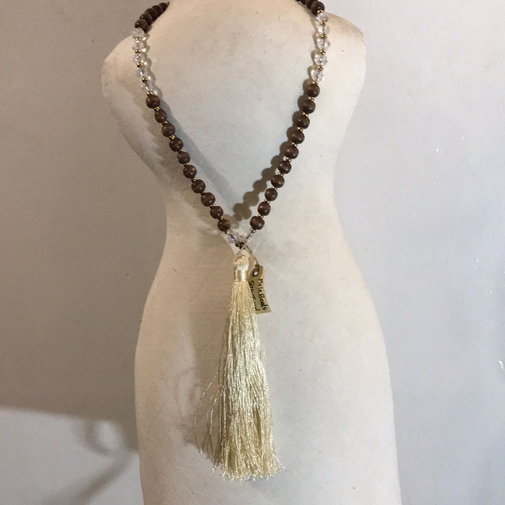 33” wood Mala w/ silk tassel